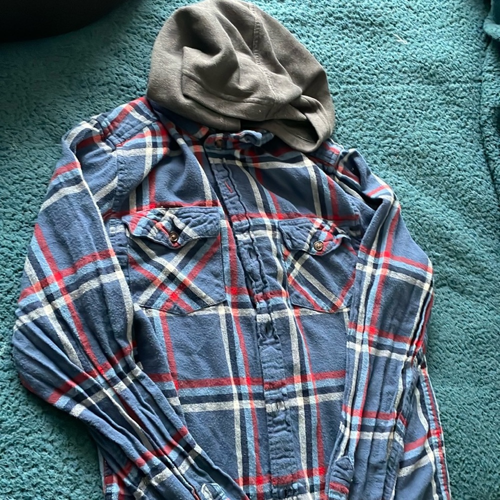 Plaid Flannel hoodie, size youth XLarge, Sonoma brand, EUC